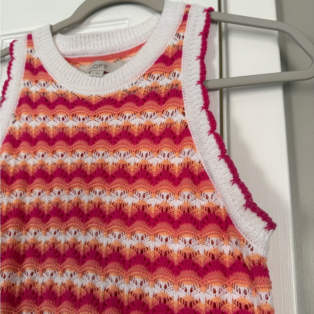 LOFT colorful knit scalloped tank sweater - Picture 6 of 10